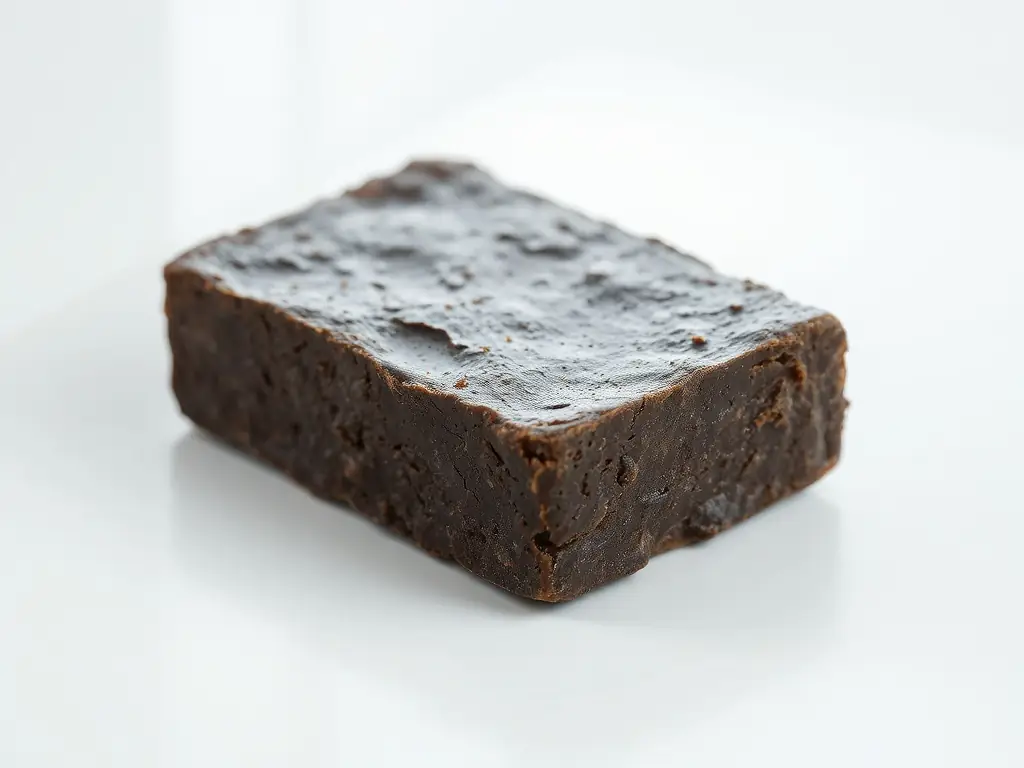 A detailed image of Premium Moroccan Hash, highlighting its rich texture and color, placed on a rustic wooden surface to convey its authentic and high-quality nature.